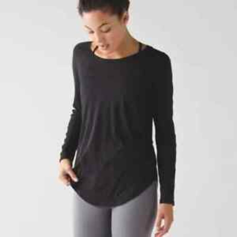 Lululemon Locarno Long Sleeve Shirt Women 8 Pima Stretch Cotton Round Neck Top